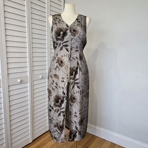 Amanda Joy Floral Rayon Long Tunic Top Size 14 Vtg 90s Boho Cottagecore Artsy